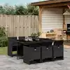 Image de vidaXL Ensemble à manger de jardin coussins 7pcs Noir Résine tressée