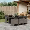 Image de vidaXL Ensemble à manger de jardin et coussins 7 pcs gris rotin