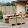 Image de vidaXL Ensemble à manger de jardin et coussins 7 pcs beige poly rotin