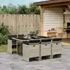 Image de vidaXL Ensemble à manger de jardin et coussins 7 pcs gris clair rotin