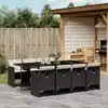 Image de vidaXL Ensemble à manger de jardin 9pcs coussins noir résine tressée