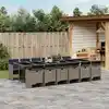 Image de vidaXL Ensemble à manger de jardin coussins 13 pcs gris résine tressée
