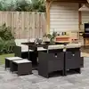 Image de vidaXL Ensemble à manger jardin 9pcs et coussins noir résine tressée