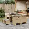 Image de vidaXL Ensemble à manger de jardin et coussins 9 pcs beige Poly rotin
