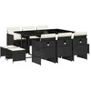 Image de vidaXL Ensemble à Manger de Jardin avec Coussins 11 pcs, Table et Chaise de Terrasse, Meubles de Patio, Mobilier d'Extérieur, Noir Résine Tressée