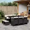 Image de vidaXL Ensemble à manger de jardin 11 pcs coussins noir résine tressée