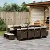 Image de vidaXL Ensemble à manger de jardin avec coussins 13 pcs marron rotin