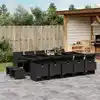 Image de vidaXL Ensemble à manger de jardin 15 pcs coussins noir résine tressée