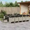 Image de vidaXL Ensemble à manger de jardin et coussins 15 pcs gris clair rotin
