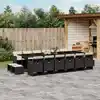 Image de vidaXL Ensemble à manger de jardin 17 pcs coussins noir résine tressée