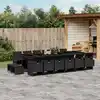 Image de vidaXL Ensemble à manger de jardin 17 pcs coussins noir résine tressée