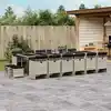Image de vidaXL Ensemble à manger de jardin et coussins 17 pcs gris clair rotin