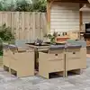 Image de vidaXL Ensemble à manger de jardin et coussins 9 pcs mélange beige