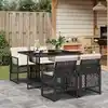 Image de vidaXL Ensemble à manger de jardin coussins 5pcs noir résine tressée