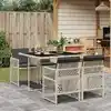 Image de vidaXL Ensemble à manger de jardin et coussins 5 pcs gris clair rotin
