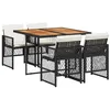 Image de vidaXL Ensemble à Manger de Jardin Coussins 5pcs Noir résine tressée