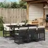 Image de vidaXL Ensemble à manger de jardin coussins 7 pcs noir résine tressée