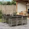 Image de vidaXL Ensemble à manger de jardin et coussins 7 pcs gris rotin