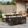 Image de vidaXL Ensemble à manger de jardin et coussins 7 pcs marron rotin