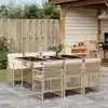 Image de vidaXL Ensemble à manger de jardin et coussins 7 pcs beige poly rotin