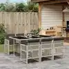 Image de vidaXL Ensemble à manger de jardin et coussins 7 pcs gris clair rotin
