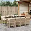 Image de vidaXL Ensemble à manger de jardin et coussins 9 pcs beige Poly rotin