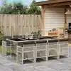 Image de vidaXL Ensemble à manger de jardin et coussins 9 pcs gris clair rotin