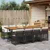Image de vidaXL Ensemble à manger de jardin 9pcs coussins noir résine tressée