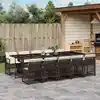 Image de vidaXL Ensemble à manger de jardin et coussins 11 pcs marron rotin