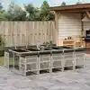 Image de vidaXL Ensemble à manger de jardin 11pcs avec coussins gris poly rotin