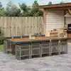 Image de vidaXL Ensemble à manger de jardin 11pcs avec coussins gris poly rotin