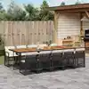 Image de vidaXL Ensemble à manger de jardin 11 pcs coussins noir résine tressée