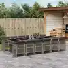 Image de vidaXL Ensemble à manger de jardin coussins 13 pcs gris résine tressée