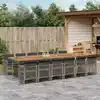 Image de vidaXL Ensemble à manger de jardin coussins 13 pcs gris résine tressée