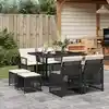 Image de vidaXL Ensemble à manger de jardin 9pcs coussins noir résine tressée