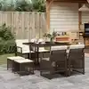 Image de vidaXL Ensemble à manger de jardin et coussins 9 pcs marron poly rotin
