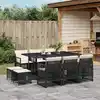 Image de vidaXL Ensemble à manger de jardin 11 pcs coussins noir résine tressée