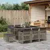 Image de vidaXL Ensemble à manger de jardin 11pcs avec coussins gris poly rotin