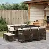 Image de vidaXL Ensemble à manger de jardin et coussins 11 pcs marron rotin