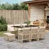 Image de vidaXL Ensemble à manger de jardin et coussins 11 pcs beige poly rotin