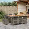 Image de vidaXL Ensemble à manger de jardin 11pcs avec coussins gris poly rotin