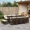 Image de vidaXL Ensemble à manger de jardin avec coussins 13 pcs marron rotin