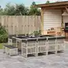 Image de vidaXL Ensemble à manger de jardin et coussins 13 pcs gris clair rotin