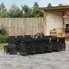 Image de vidaXL Ensemble à manger de jardin 15 pcs coussins noir résine tressée