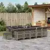 Image de vidaXL Ensemble à manger de jardin 15 pcs coussins gris résine tressée
