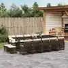 Image de vidaXL Ensemble à manger de jardin avec coussins 15 pcs marron rotin