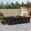 Image de vidaXL Ensemble à manger de jardin 17 pcs coussins noir résine tressée
