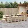 Image de vidaXL Ensemble à manger de jardin et coussins 17 pcs beige