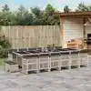 Image de vidaXL Ensemble à manger de jardin et coussins 17 pcs gris clair rotin