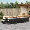 Image de vidaXL Ensemble à manger de jardin 17 pcs coussins noir résine tressée